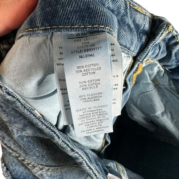 Good American Good Boy Blue941 High Rise Straight Jean with Ankle Slits 28 / 6 - Picture 8 of 12